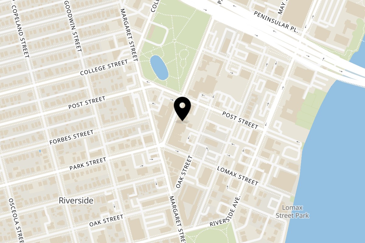 Map showing the location of Rodrigo's Craft Pizza on 1029 Park St in Jacksonville